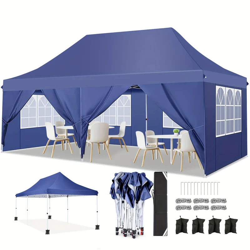 Partytent – Feesttent – Evenemententent – Tuinfeesttent – Grote Afmetingen 3x6 Meter – Waterdicht Oxford 210D - Marineblauw