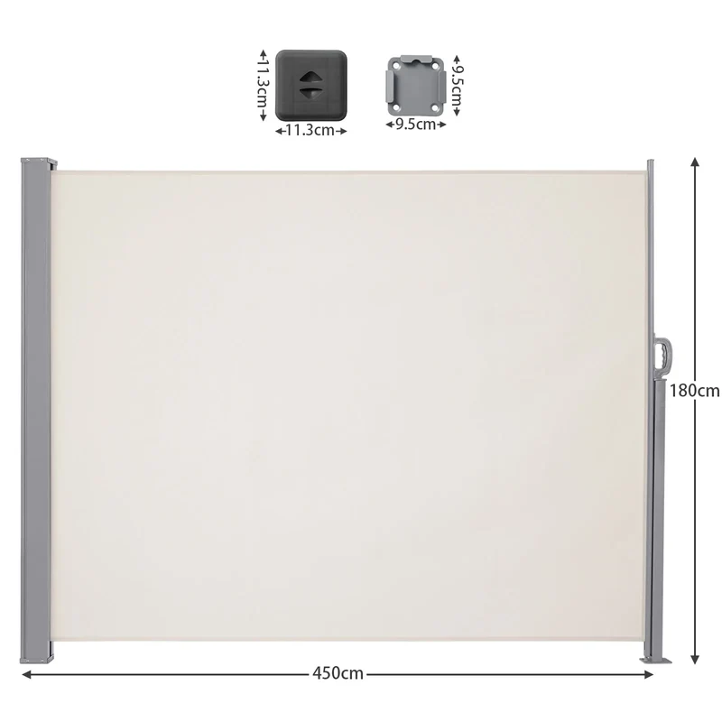 Uitschuifbare Zijwand – Buitenwand – Privacy Scherm – Windscherm – Zonwering – Stevig Gepoedercoat Ijzer – Waterafstotende Polyester Stof