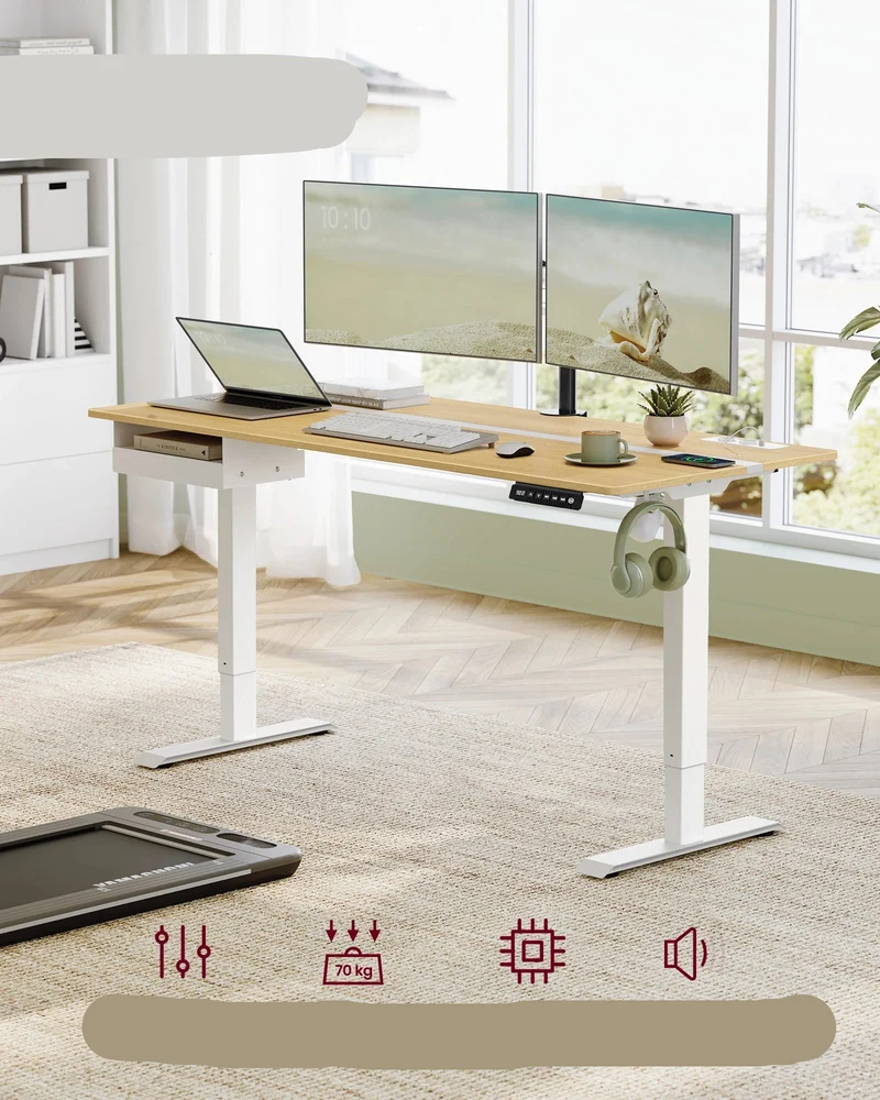 Verstelbaar Bureau – Zit Sta Bureau – Hoogte Verstelbaar Bureau – Elektrisch Bureau – Geheugenfunctie – USB Poorten – Stabiel Design