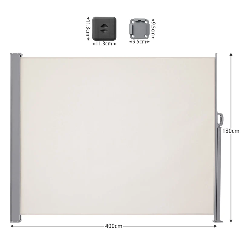 Zijdelingse Luifel – Balkonzeil – Terrasdoek – Privacy Scherm – Windscherm – Waterafstotend Polyester – Verstelbaar Frame