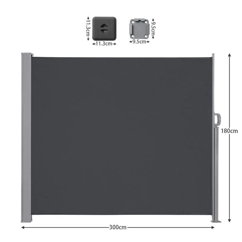 Uitschuifbaar Zijscherm – Balkonafscheiding – Tuinscherm – Privacy Scherm – Windscherm – Waterbestendig Doek – Roestvrij Stalen Frame