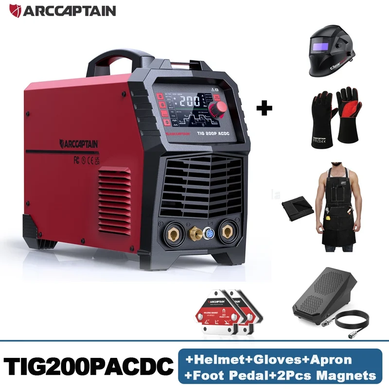 ARCCAPTAIN 7 in 1 AC/DC TIG Aluminium Welding Machine MMA Pulse Square Triangular HF TIG Stainless Argon Precise 2T 4T Welder