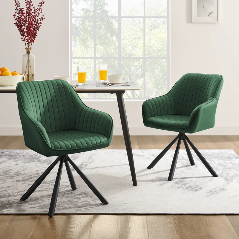 Eetkamerstoelen – Stoelen – Dining Stoelen – Velvet Stoelen – Fluweel Zachte Bekleding – Ergonomische Rugleuning – Verstelbare Voeten