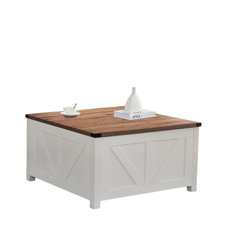 Salontafel – Koffietafel – Opbergtafel – Tafeltje – Houten Tafel – Hydraulisch Liftsysteem – Ingebouwde USB Poorten - 90 x 90 x 50 cm - Walnoot