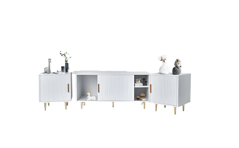 Tv-Kast – TV-Meubel – Entertainmentmeubel – Mediameubel – Franse Stijl – Geschikt Voor Televisies Tot 80 Inch – MDF En Spaanplaat - 112 x 20 x 20 cm - Wit