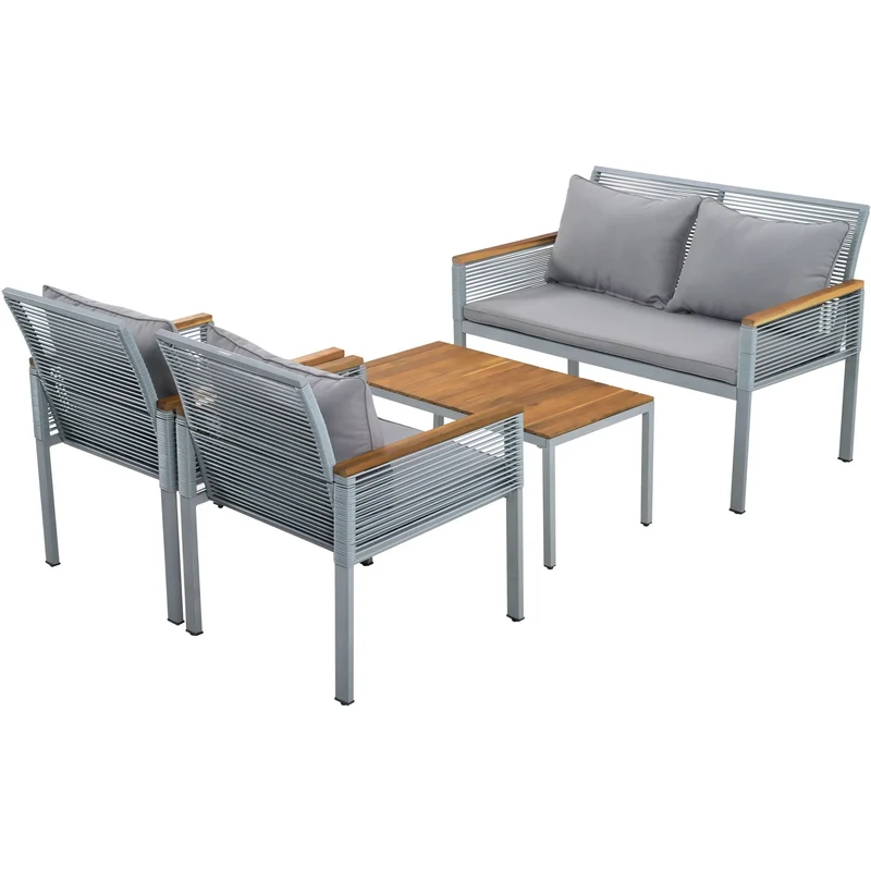 Tuinloungeset – Tuinmeubelset – Loungeset Buiten – Balkonmeubels – Gepoedercoat Stalen Frame – Waterafstotende Kussens