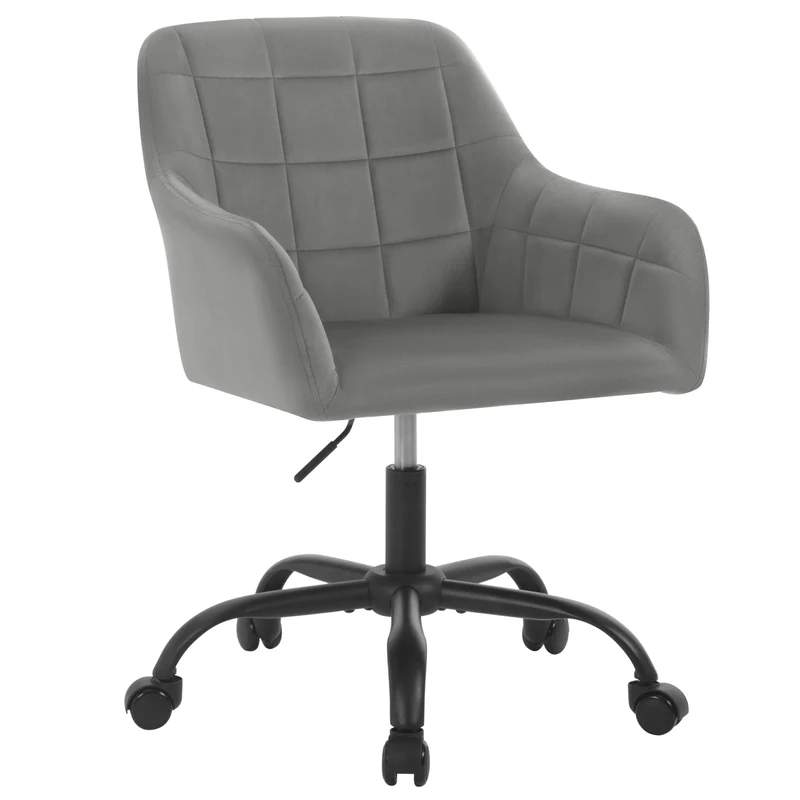 Bureaustoel – Bureaustoelen – Bureaustoel Draaibaar – Ergonomische Bureaustoel – Verstelbare Hoogte – Fluweel – Metalen Vijfsterbasis - Donkergrijs