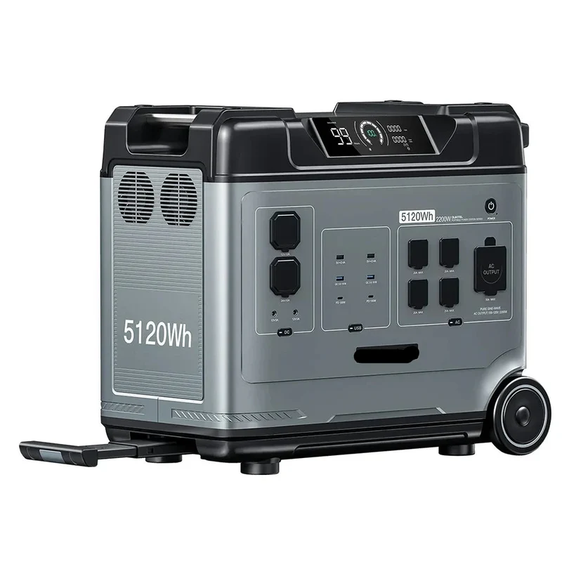 Draagbare Powerstation – Mobiele Accupack – Noodstroomvoorziening – Outdoor Stroomvoorziening – 5120Wh Capaciteit – 2200W AC Uitgang