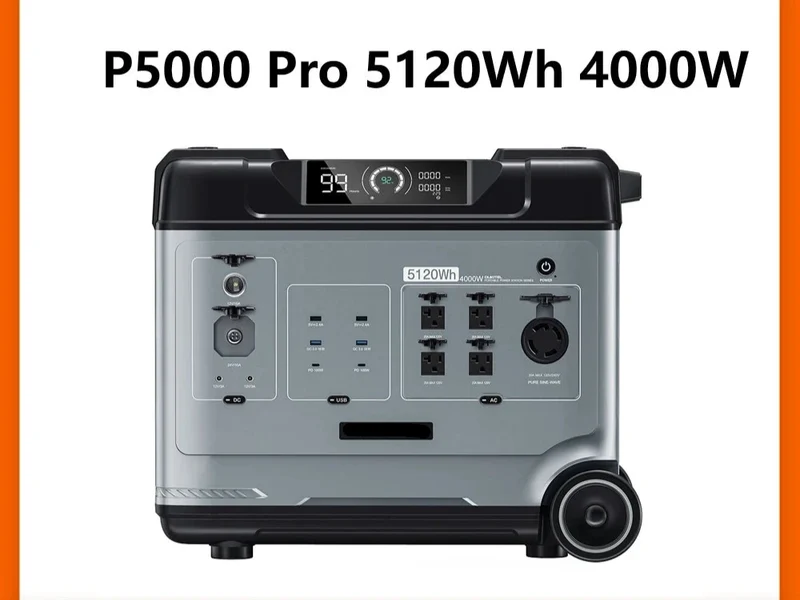 Draagbare Powerstation – Mobiele Accu – Back-Up Stroom – Zonne-energie Generator – 5120Wh Capaciteit – 4000W Output