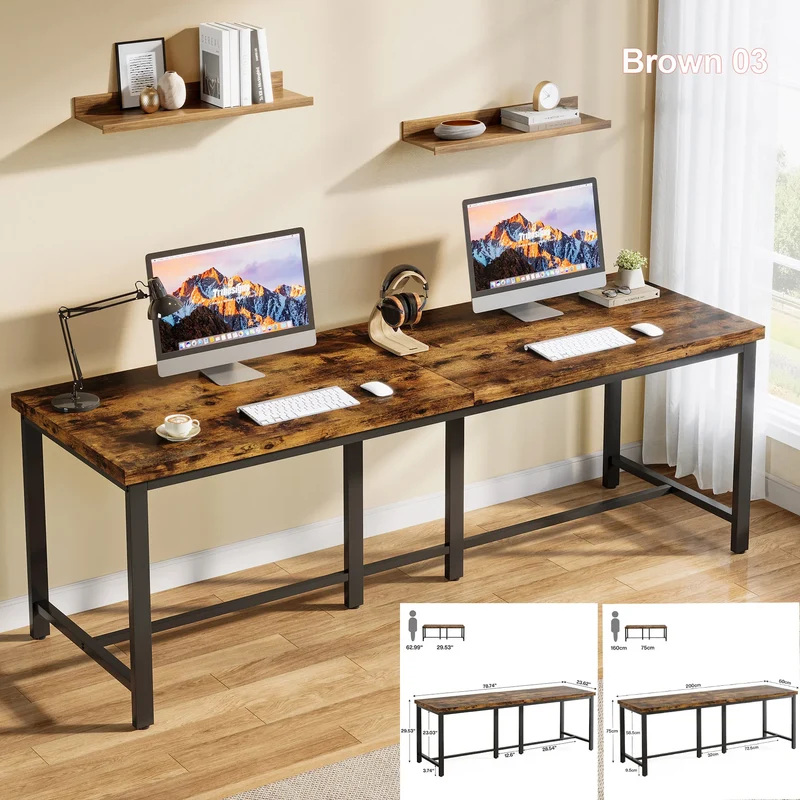 Bureau – Werkplek – Thuiswerkplek – Bureau X-onderstel – 200 Cm Breed – Stevig Houten Blad