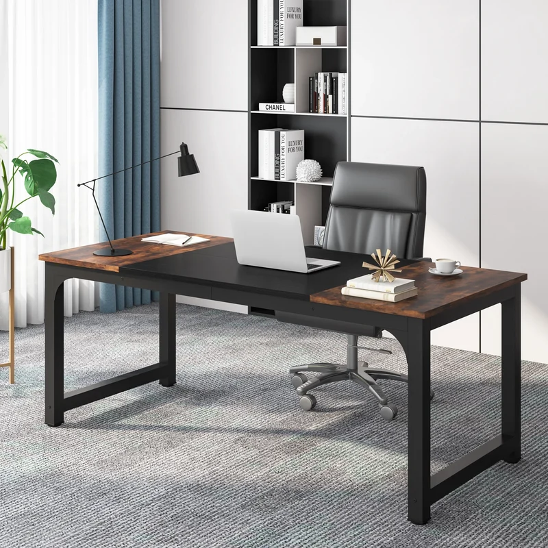 Bureau – Werkplek – Computerbureau – Schrijftafel – Studiebureau – 180 Cm Breed – E1 Spaanplaat Metalen Poot