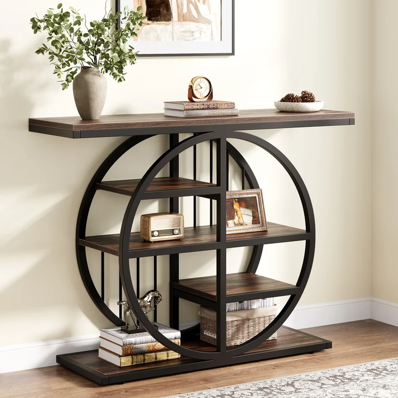 Console Tafel – Sidetable – Haltafel – Bijzettafel – Opbergtafel – Houten Blad 4 Cm – Verstelbare Poten