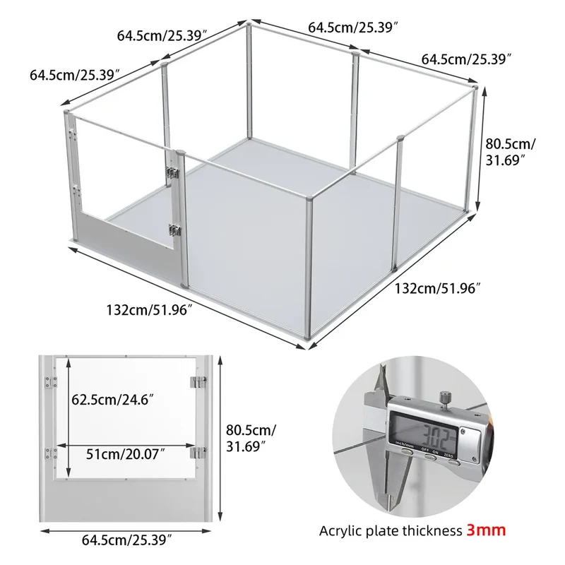 Speelomheining – Speelhek – Speelpaneel – Kinderafzetting – Huisdierafbakening – 132x132x80,5 Cm – Deurpaneel – Max 10 Kg Belastbaar