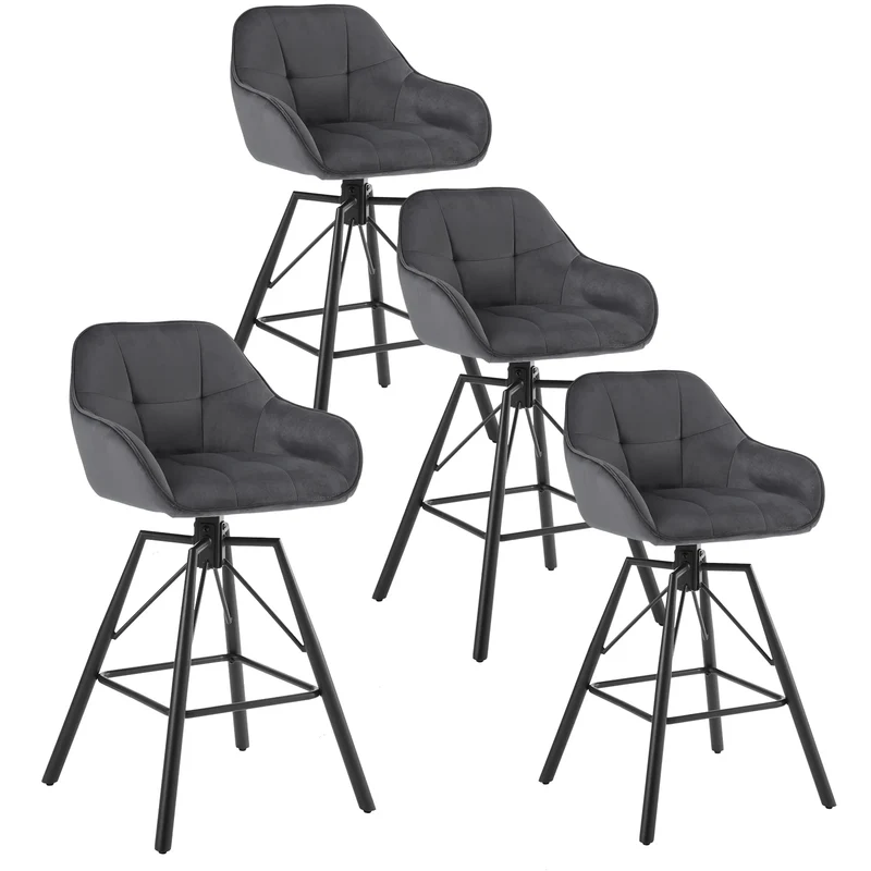 Barkruk – Barkrukken – Barstoel – Keukenstoel – Zitkruk – Velvet Bekleding – 360 Graden Draaibaar