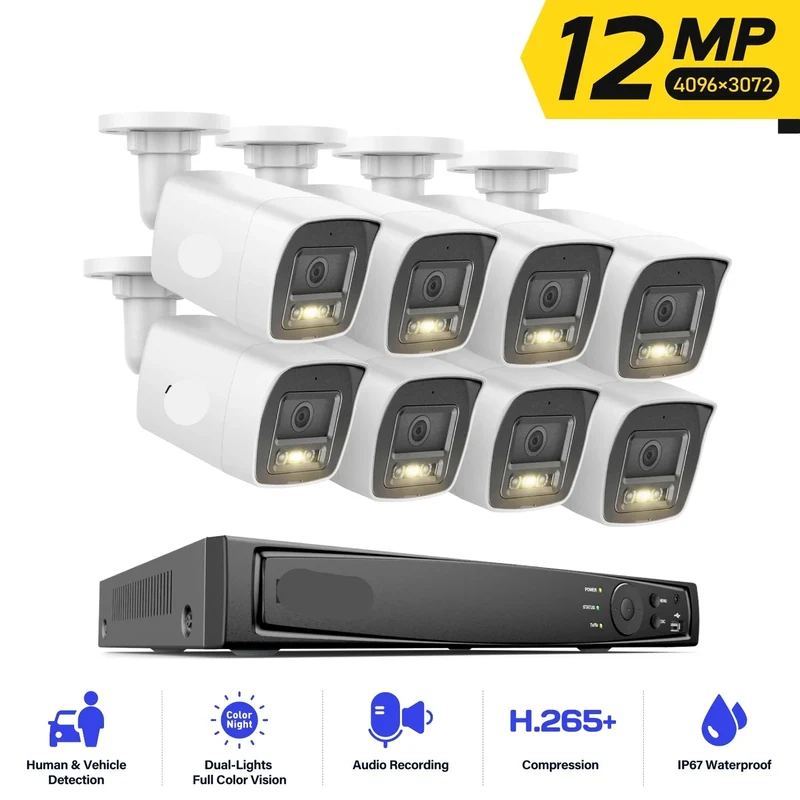 IP-Bewakingscamera – PoE Camera – Beveiligingscamera – IP Camera – 12 Megapixels – Nachtzicht – Bewegingsherkenning
