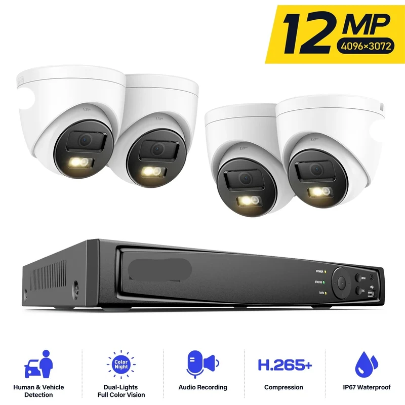 IP-Bewakingscamera – PoE Camera – Nachtzicht Camera – IP Camera – 12 Megapixel – Bewegingsherkenning – Weerbestendig