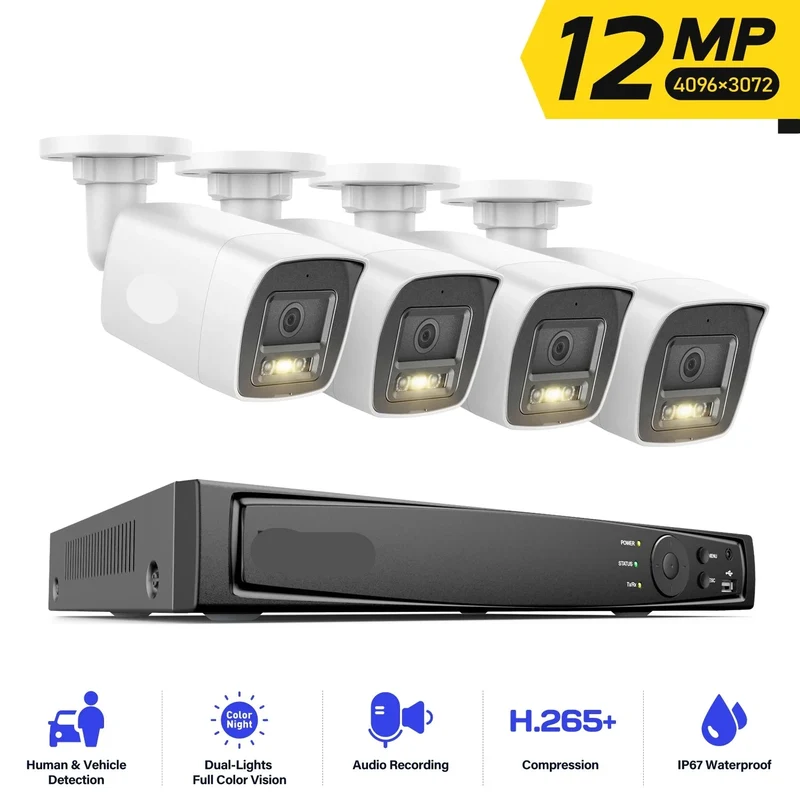 IP-Bewakingscamera – Beveiligingscamera – Surveillancecamera – Camerabewaking – PoE – 12 Megapixels – Nachtzicht – Bewegingsherkenning