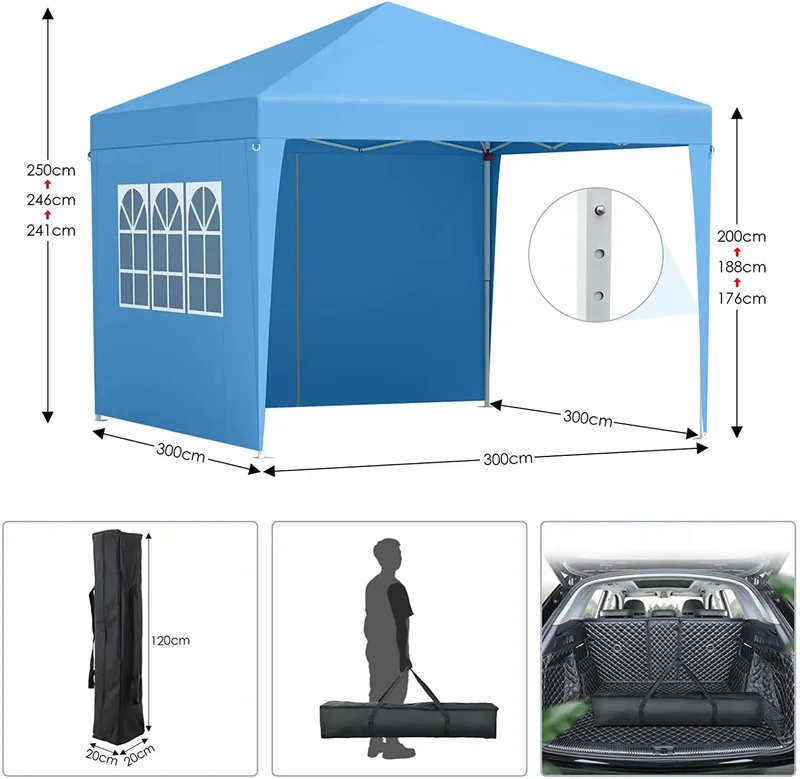 Pop-Up Partytent – Tent – Partytent – Buiten Tent – Evenemententent – Waterafstotend Oxford Stof – Verstelbare Hoogte
