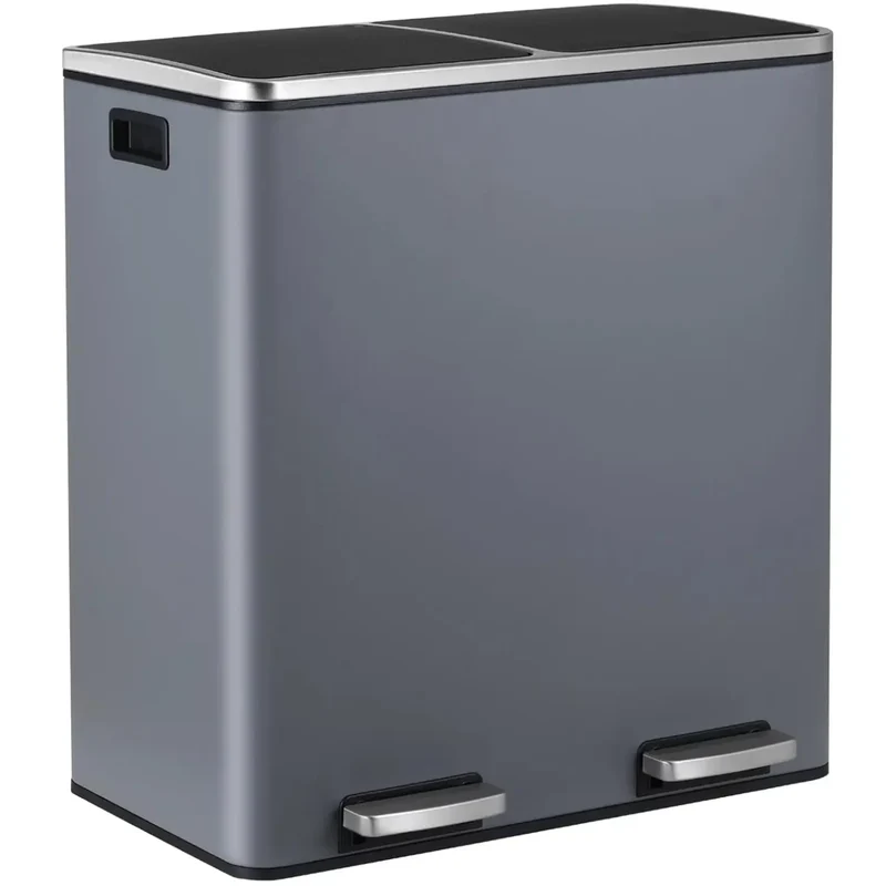 Prullenbak – Afvalbak – Vuilnisbak – Afvalcontainer – 60 Liter – Roestvrij Staal – Soft-Close Deksel