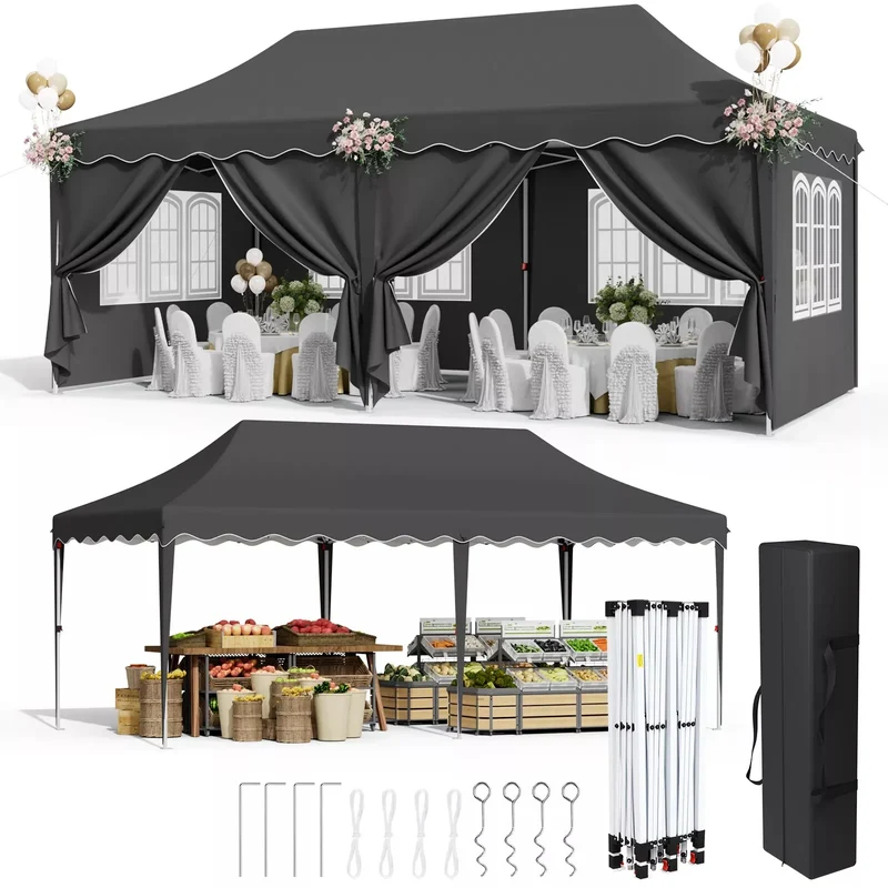 Tuinpaviljoen – Vouwwagen – Overkapping – Partytent – Marktstand – 3x6 Meter – UV-Bestendig