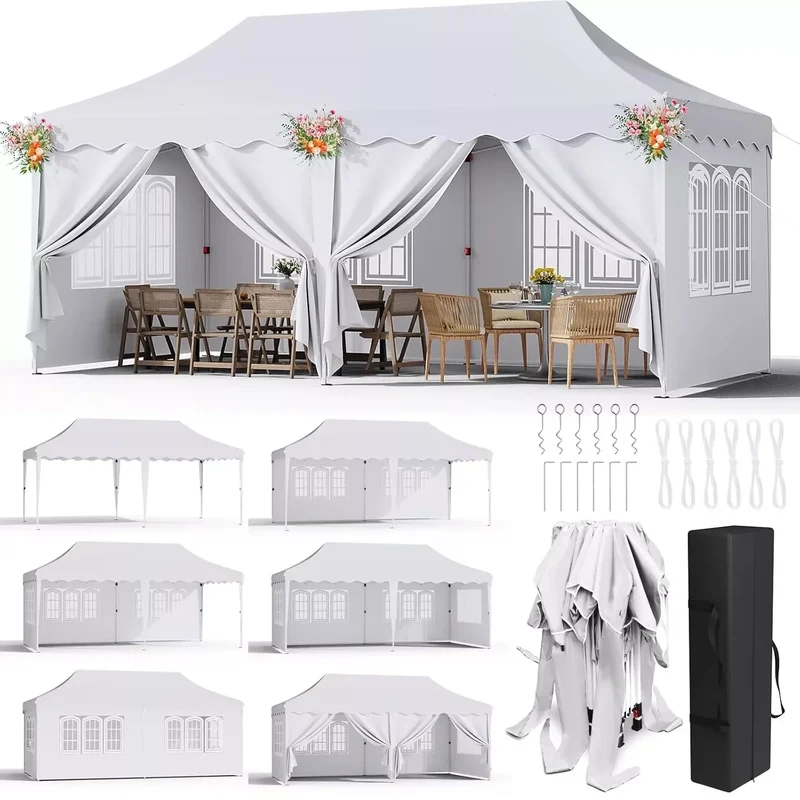 Tuinpaviljoen – Vouwwagen – Overkapping – Partytent – Marktstand – 3x6 Meter – UV-Bestendig