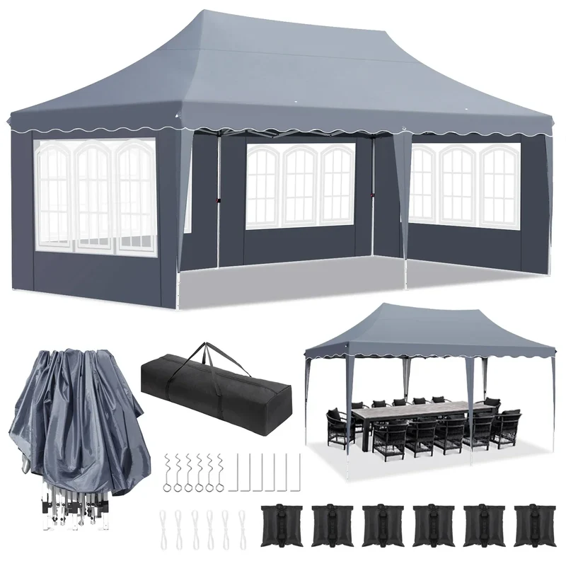Vouwpaviljoen – Tuinpaviljoen – Partytent – Zonnescherm – Overkapping – 3x6 Meter – UV-Bestendig Zeil