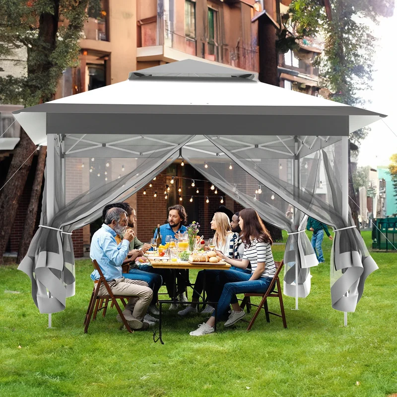 Pop-up Gazebo – Tuinpaviljoen – Partytent – Markttent – Waterdicht – UPF 50+ Zonbescherming – Verstelbare Hoogte