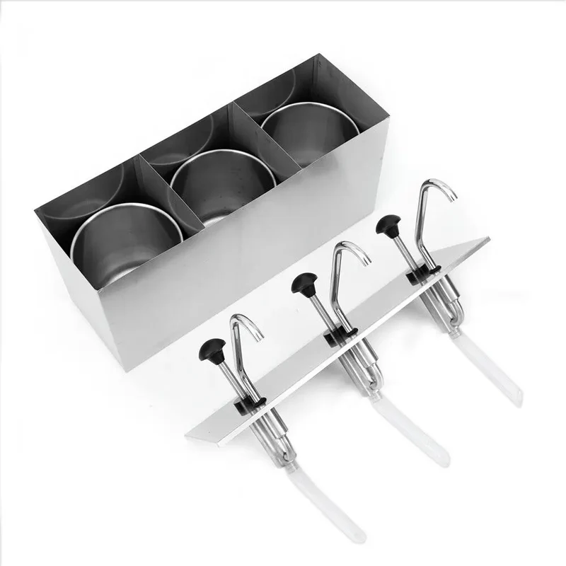 3-Kops Sauspomp – Sausdispenser – Saucenpomp – Sauzenverdeler – Vloeibare Saus Dosering – 4 Liter Per Kop – Roestvrij Staal