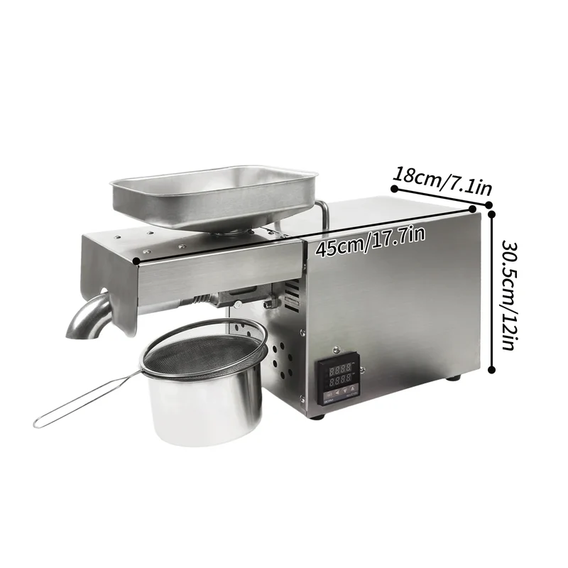 Oliepers – Olie Extractor – Notenpers – Zaden Pers – Temperatuurregelaar – Roestvrij Staal – Hoge Olieopbrengst