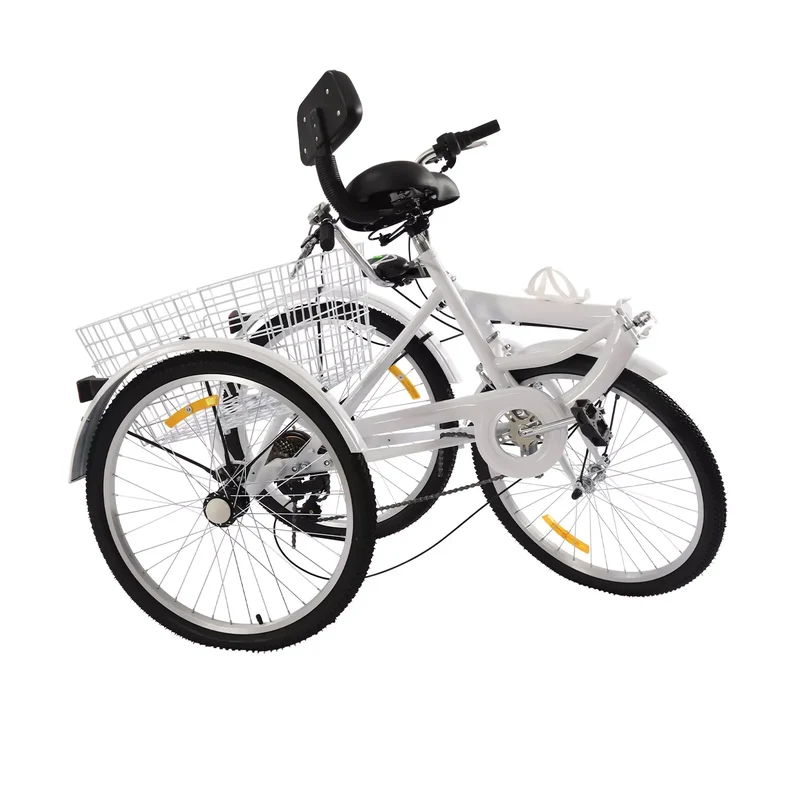 Volwassen Driewieler Fiets – Driewieler Voor Volwassenen – Stadsfiets – Comfortabele Driewieler – Vouwbare Fiets – Koolstofstaal Frame – LED Verlichting