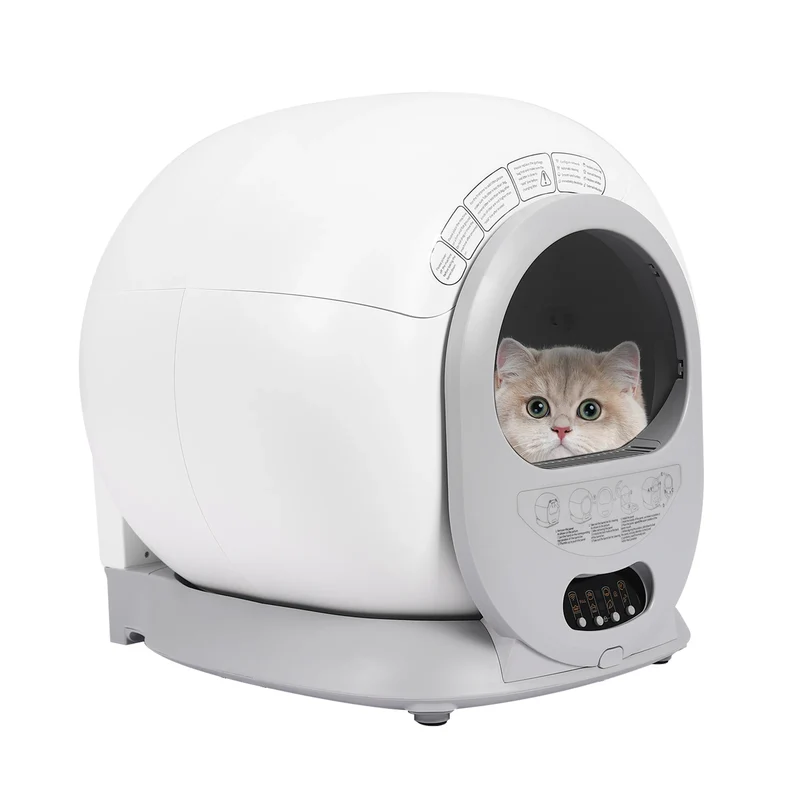 Slimme Kattenbak – Automatische Kattenbak – Zelfreinigende Kattenbak – App-Gestuurde Kattenbak – Realtime Monitoring – Ruime Binnenkant