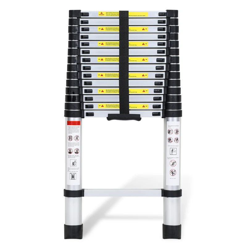 Telescopische Aluminium Ladder – Uitschuifladder – Opvouwbare Ladder – Bureauladder – Steekladder – 4,4 Meter Hoog – Lichtgewicht En Veilig