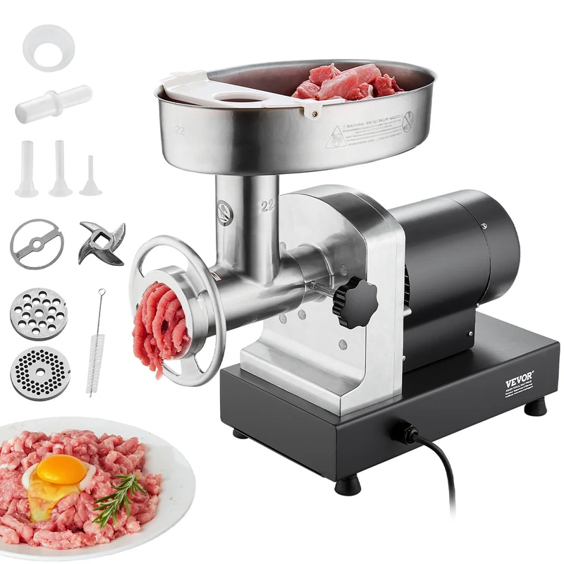 Vleesmolen – Vleesmaler – Gehaktmolen – Worstmaker – Elektrische Molens – Roestvrij Staal – Krachtige 750W Motor – 6,5 kg/min Malen