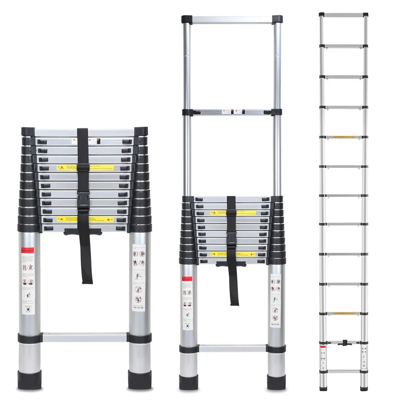 Telescopische Ladder – Uitschuifladder – Inklapbare Ladder – Opvouwbare Ladder – Aluminium Ladder – 5 Meter – Lichtgewicht & Compact