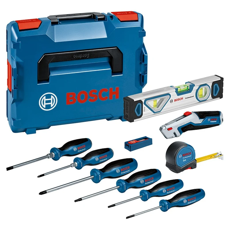 BOSCH HANDGEREEDSCHAPSET 10 ST. 19-DELIGSCHROEVENDRAAIERS, ROLMAAT, WATERPAS