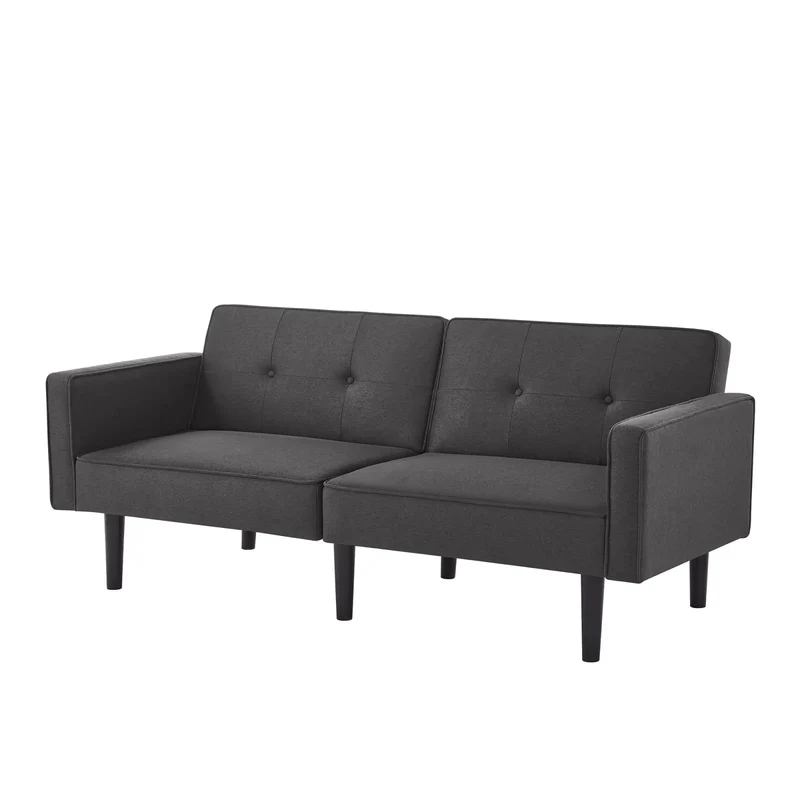 Slaapbank – Bedbank – Bankbed – Uitklapbaar – Multifunctioneel – Verstelbare Rugleuningen – Katoenen Linnen - 176 x 76 x 74 cm - Zwart