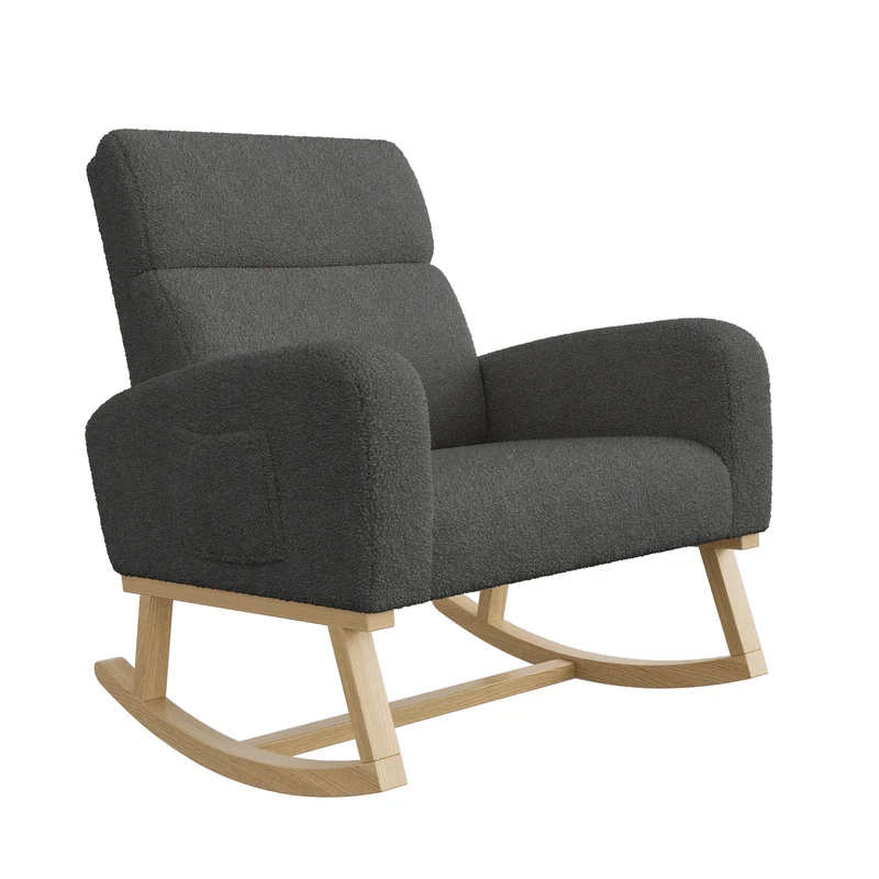 Schommelstoel – Relaxstoel – Schommelzetel – Loungestoel – Zachte Teddy Velvet – Ergonomische Rugleuning – 14 Cm Dikke Spons