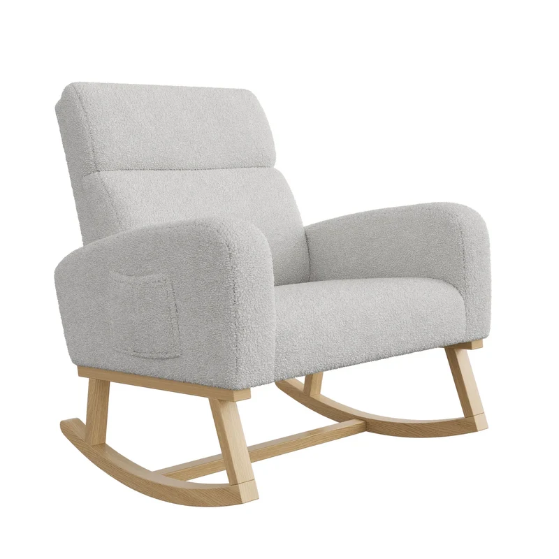 Schommelstoel – Relaxstoel – Lounge Fauteuil – Schommel Fauteuil – Schommelbank – Teddy Velvet Bekleding – 14 Cm Schuimlaag