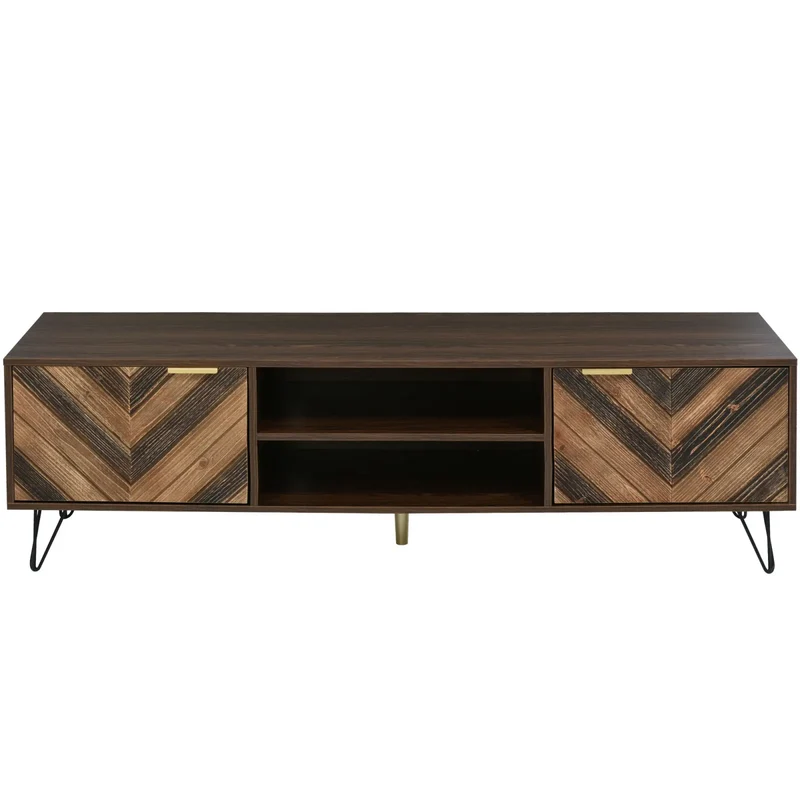 Tv-Kast – Tv-Meubel – Mediameubel – Opbergkast – Scandinavisch Design – Houtkleur – Gouden Handgrepen