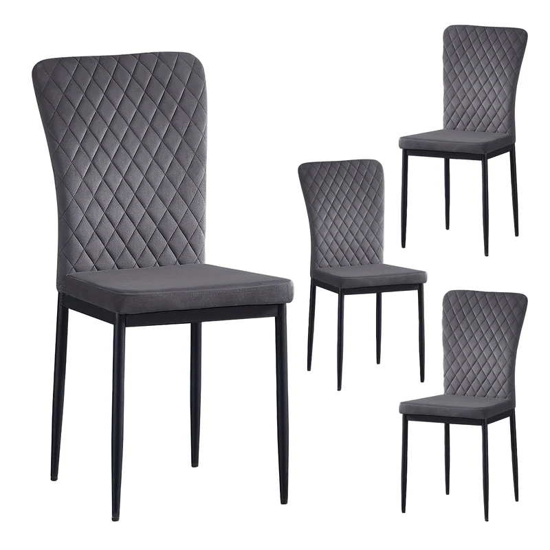 Eetkamerstoelen – Stoelen – Kuipstoelen – Eettafelstoelen – Metalen Stoelen – Set van 4 of 6 – Fluwelen en Kunstleren Bekleding – Hoge Rugleuning met Zachte Zitting