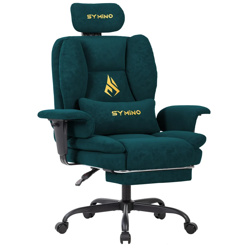 Ergonomische Gamingstoel – Bureaustoel – Gamestoel – Officechair – Deskchair – Verstelbare Hoogte – PU Leer Bekleding – Met Rug- en Hoofdsteun – 360° Draaibaar – Stevig Metalen Frame – Geschikt Voor Harde Vloeren – Groen