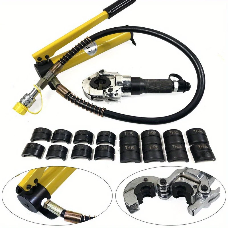 Hydraulische Pijptang – Pijpknijptang – Pers Tang – Leidingen Tang – Loodgieter Tang – 6 Ton Perskracht – Duurzaam Carbonstaal – Geel