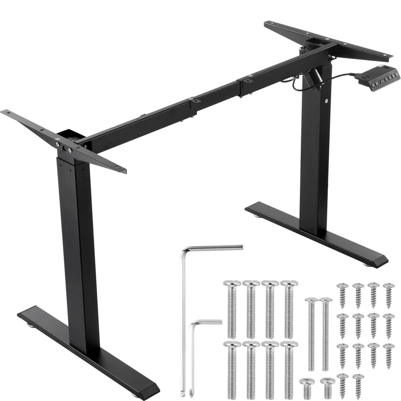 VEVOR Electric Standing Desk Frame Adjustable 70-117 cm H Black Workstation Base