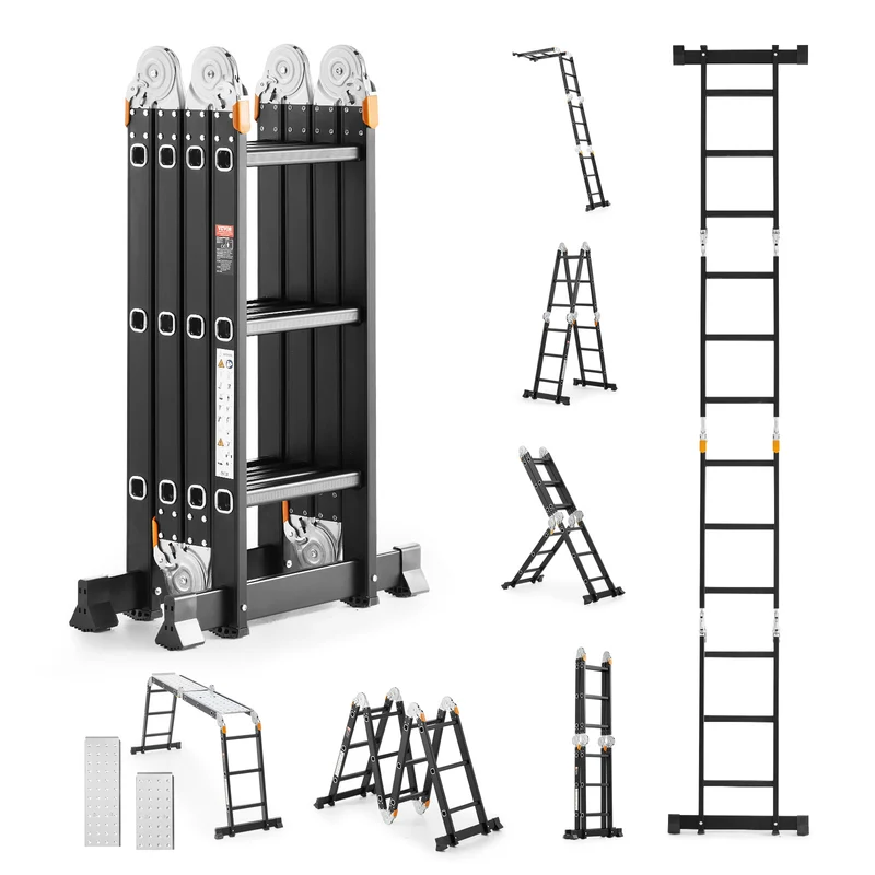 Vouwladder – Multifunctionele Ladder – Klappleder – Scharnierladder – Combiladder – 7-in-1 Design – Lichtgewicht Aluminium 150 kg Belastbaar