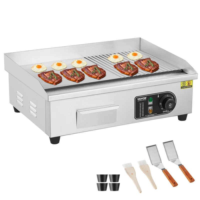Elektrische Grillplaat – Elektrische Bakplaat – Contactgrill – Tafelgrill – Bakplaat Grill – 3200W Vermogen – 54x30 cm Groot Kookoppervlak