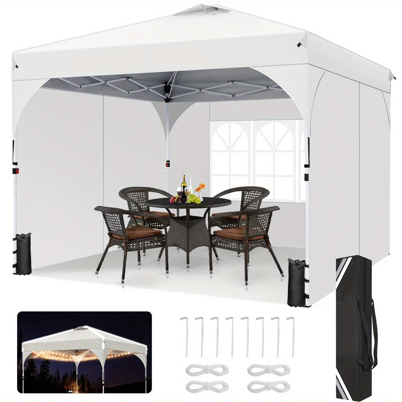 Partytent – Paviljoen – Easy Up Tent – Vouwtent – Feesttent – 3x3m – Waterdicht – Met Zijwanden en Zandzakken - Wit