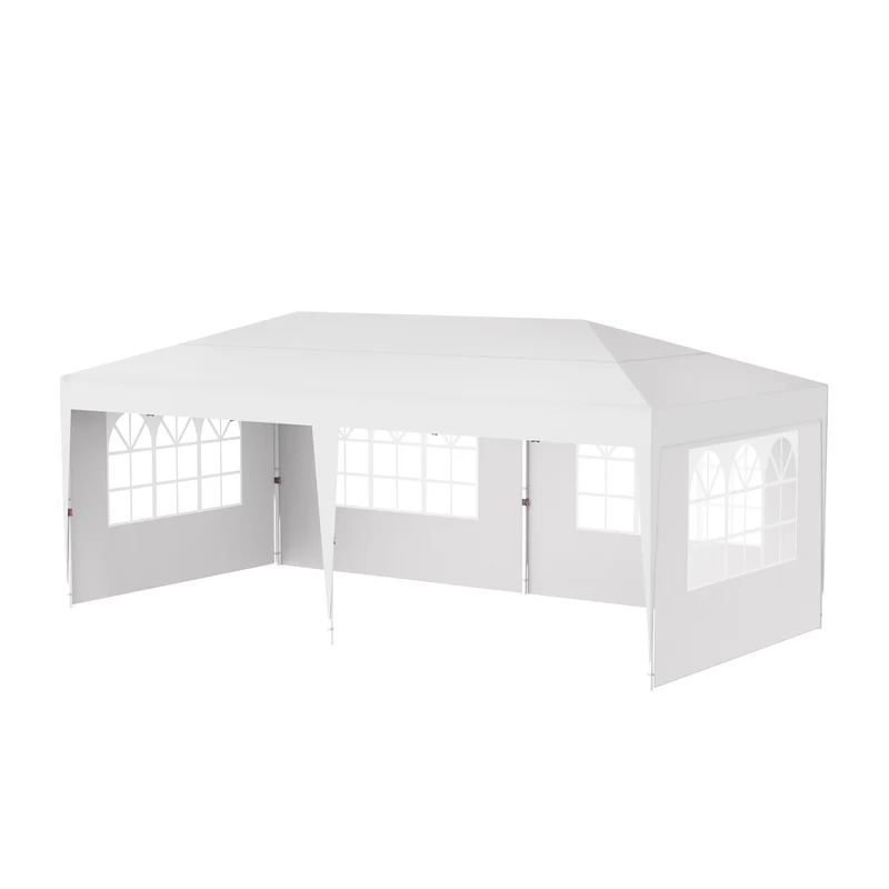Partytent – Paviljoen – Tuinent – Feesttent – Opvouwbaar – 3x6 m – Waterafstotend Polyester – 4 Zijwanden Met Draagtas - Wit