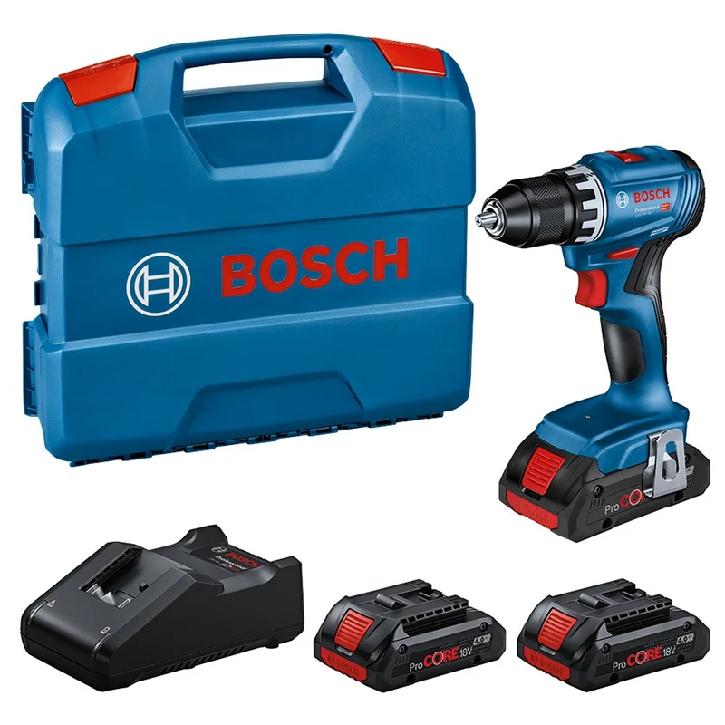 BOSCH GSR 18V-45 ACCU BOORSCHROEFMACHINE3X PROCORE18V 4,0AH, LADER GAL 18V-40