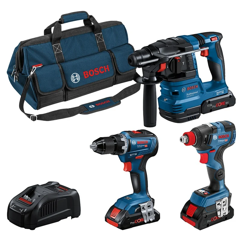 Bosch Combiset 18V 3-Toolkit GSR+GDX+GBH in Toolbag - 0615A5003B