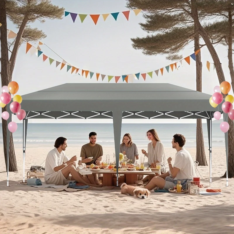 Pop-up Partytent – Vouwtent – Markttent – Paviljoen – Tent – Grijs – 3x6 Meter – Stalen Frame